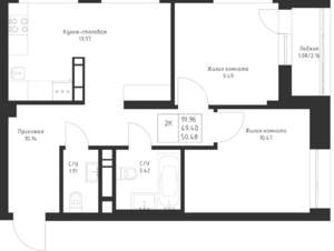 2-к квартира, вторичка, 50м2, 12/23 этаж