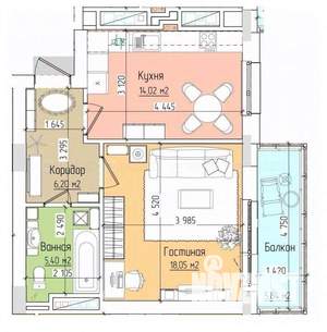 1-к квартира, вторичка, 46м2, 13/14 этаж