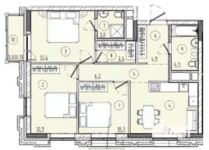 3-к квартира, вторичка, 74м2, 4/19 этаж
