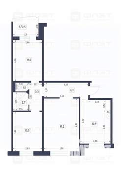3-к квартира, вторичка, 68м2, 8/10 этаж