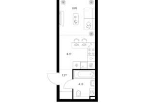 Студия квартира, вторичка, 24м2, 22/24 этаж