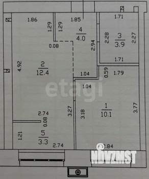 1-к квартира, вторичка, 34м2, 1/10 этаж
