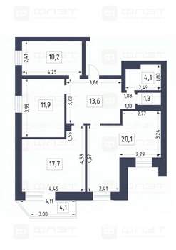 3-к квартира, вторичка, 79м2, 10/16 этаж