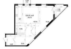 2-к квартира, вторичка, 66м2, 15/23 этаж