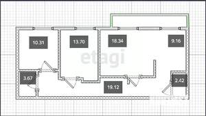 3-к квартира, вторичка, 100м2, 11/22 этаж