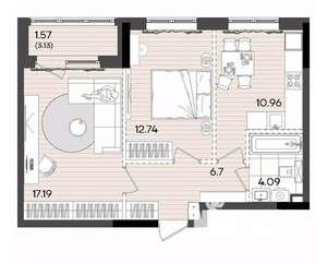 2-к квартира, вторичка, 53м2, 22/23 этаж