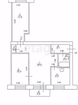 3-к квартира, вторичка, 56м2, 3/5 этаж