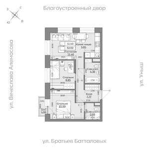 3-к квартира, вторичка, 52м2, 4/19 этаж