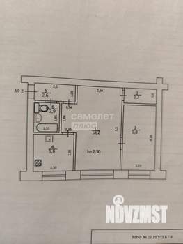 2-к квартира, вторичка, 42м2, 1/2 этаж