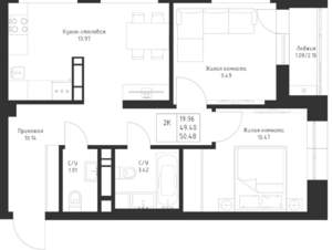 2-к квартира, вторичка, 50м2, 13/23 этаж