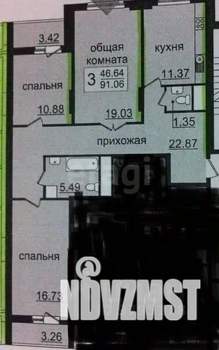 3-к квартира, вторичка, 88м2, 2/18 этаж