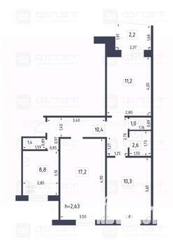 3-к квартира, вторичка, 65м2, 3/9 этаж