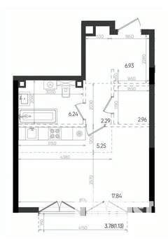 Студия квартира, вторичка, 43м2, 2/8 этаж