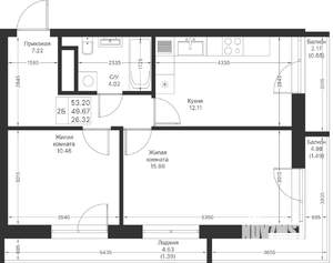 2-к квартира, вторичка, 53м2, 12/25 этаж