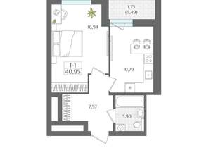 1-к квартира, вторичка, 41м2, 19/22 этаж