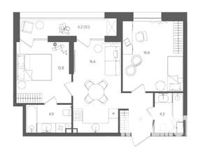 2-к квартира, вторичка, 50м2, 8/10 этаж