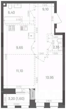 1-к квартира, вторичка, 54м2, 5/8 этаж