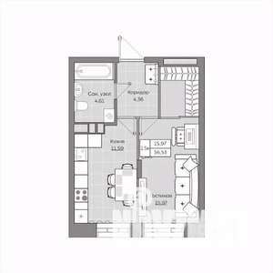 1-к квартира, вторичка, 37м2, 3/19 этаж