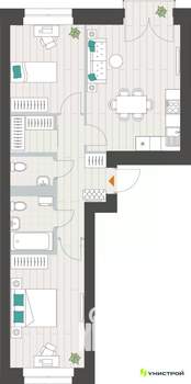 2-к квартира, вторичка, 61м2, 6/10 этаж