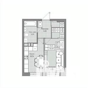 1-к квартира, вторичка, 37м2, 12/19 этаж