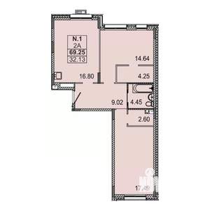 2-к квартира, вторичка, 74м2, 1/5 этаж
