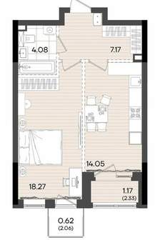 1-к квартира, вторичка, 45м2, 6/23 этаж