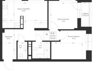 2-к квартира, вторичка, 50м2, 13/23 этаж