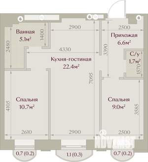 2-к квартира, вторичка, 56м2, 3/8 этаж