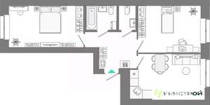 2-к квартира, вторичка, 61м2, 1/10 этаж