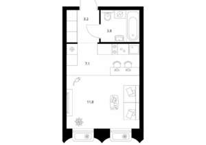 Студия квартира, вторичка, 26м2, 6/26 этаж