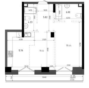 1-к квартира, строящийся дом, 59м2, 3/19 этаж