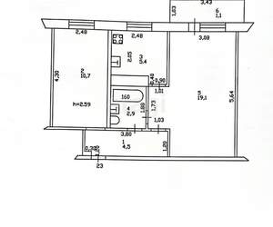 2-к квартира, вторичка, 44м2, 1/5 этаж