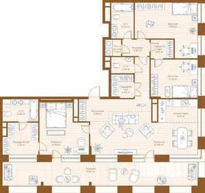 3-к квартира, строящийся дом, 135м2, 27/28 этаж