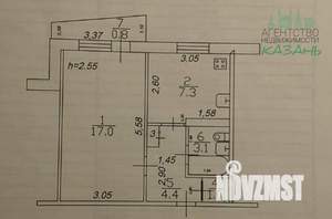 1-к квартира, вторичка, 33м2, 9/9 этаж