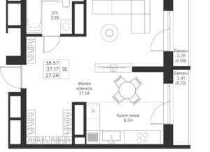 1-к квартира, вторичка, 39м2, 14/24 этаж