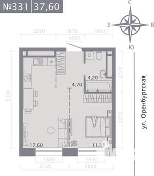 1-к квартира, вторичка, 38м2, 6/25 этаж