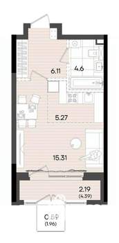 Студия квартира, вторичка, 34м2, 23/23 этаж