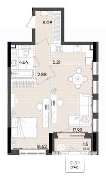 2-к квартира, вторичка, 55м2, 22/23 этаж