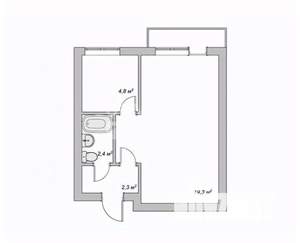 1-к квартира, вторичка, 32м2, 3/5 этаж