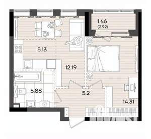 2-к квартира, вторичка, 44м2, 17/23 этаж