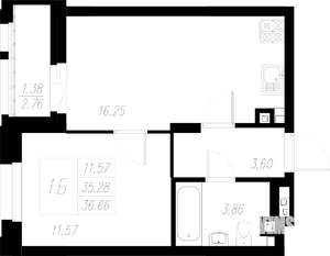 1-к квартира, вторичка, 37м2, 3/13 этаж