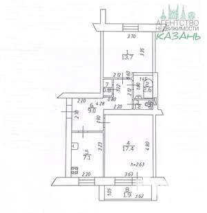 2-к квартира, вторичка, 52м2, 5/5 этаж