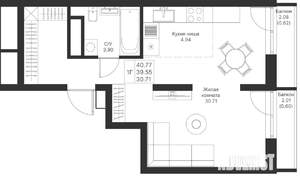 1-к квартира, вторичка, 41м2, 10/25 этаж