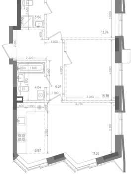 3-к квартира, строящийся дом, 69м2, 9/14 этаж