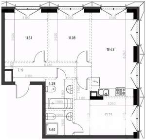 3-к квартира, вторичка, 71м2, 11/15 этаж