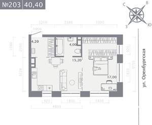 1-к квартира, вторичка, 40м2, 2/25 этаж