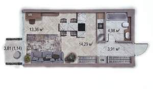 1-к квартира, вторичка, 38м2, 2/8 этаж