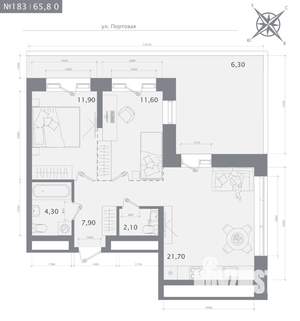 2-к квартира, строящийся дом, 66м2, 13/23 этаж