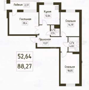 3-к квартира, вторичка, 85м2, 1/5 этаж