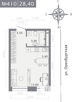 Студия квартира, строящийся дом, 28м2, 8/25 этаж